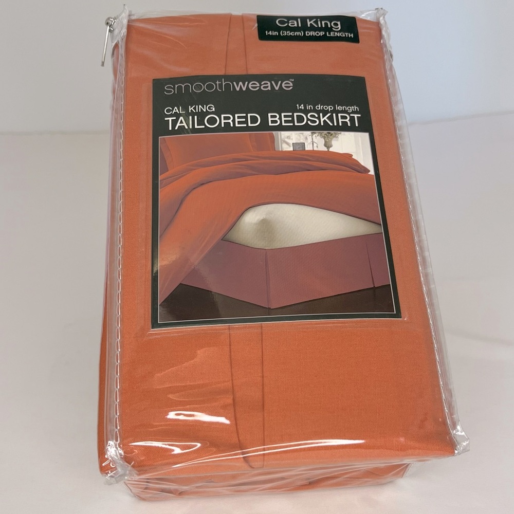Cal King Bedskirt, Clay Terra Cotta Orange 72 x 84- NEW